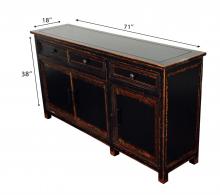 Solid Reclaimed Teak Wood 3 Door, 3 Drawer Sideboard Console Server