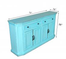 Solid Reclaimed Teak Wood 4 Door, 2 Drawer Sideboard Console Server