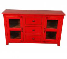 SOLID RECLAIMED TEAK & GLASS 2 DOOR, 3 DRAWER  CABINET CONSOLE SIDEBOARD