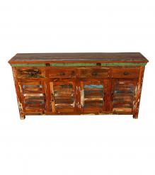 SOLID RECLAIMED TEAK WOOD SIDEBOARD SERVER CONSOLE W/ 4 DRAWERS & 4 DOORS
