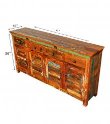 SOLID RECLAIMED TEAK WOOD SIDEBOARD SERVER CONSOLE W/ 4 DRAWERS & 4 DOORS