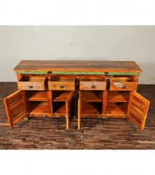 SOLID RECLAIMED TEAK WOOD SIDEBOARD SERVER CONSOLE W/ 4 DRAWERS & 4 DOORS