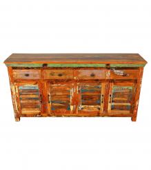 SOLID RECLAIMED TEAK WOOD SIDEBOARD SERVER CONSOLE W/ 4 DRAWERS & 4 DOORS