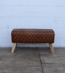 QUILTED GENUINE LEATHER STOOL BENCH
