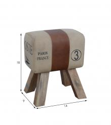 CANVAS & LEATHER STOOL BENCH