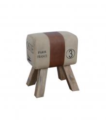 CANVAS & LEATHER STOOL BENCH