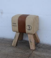 CANVAS & LEATHER STOOL BENCH