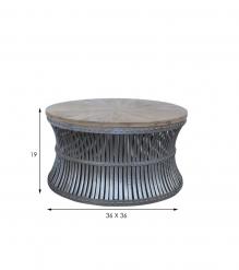 ROUND METAL & SOLID WOOD COFFEE TABLE