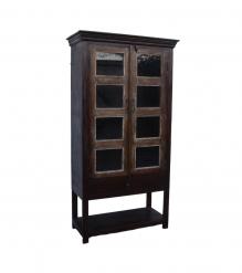 SOLID RECLAIMED TEAK WOOD & GLASS CABINET HUTCH DISPLAY