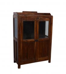 VINTAGE RECLAIMED TEAK WOOD & GLASS CABINET DISPLAY CASE