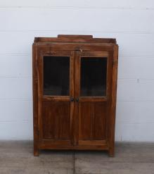 VINTAGE RECLAIMED TEAK WOOD & GLASS CABINET DISPLAY CASE