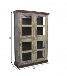 VINTAGE RECLAIMED TEAK WOOD & GLASS CABINET DISPLAY CASE