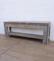 SOLID RECLAIMED TEAK HAND CARVED CONSOLE TABLE