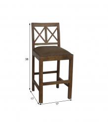 SOLID WOOD COUNTER STOOL W/ FULL HIDE LEATHER SEAT