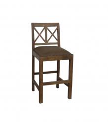 SOLID WOOD COUNTER STOOL W/ FULL HIDE LEATHER SEAT