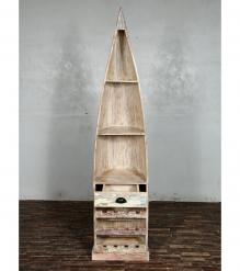 SOLID RECLAIMED TEAK WOOD BOAT NAUTICAL WINE RACK BOOKCASE W/ SHELVES