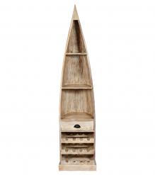 RECLAIMED WOOD BOAT NAUTICAL WINE RACK BOOKCASE W/ SHELVES