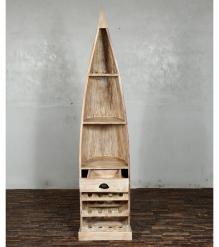 RECLAIMED WOOD BOAT NAUTICAL WINE RACK BOOKCASE W/ SHELVES