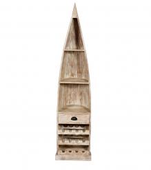 RECLAIMED WOOD BOAT NAUTICAL WINE RACK BOOKCASE W/ SHELVES