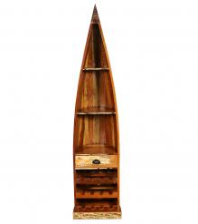 RECLAIMED WOOD BOAT NAUTICAL WINE RACK BOOKCASE W/ SHELVES