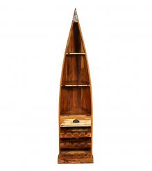 RECLAIMED WOOD BOAT NAUTICAL WINE RACK BOOKCASE W/ SHELVES