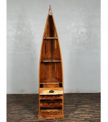 RECLAIMED WOOD BOAT NAUTICAL WINE RACK BOOKCASE W/ SHELVES