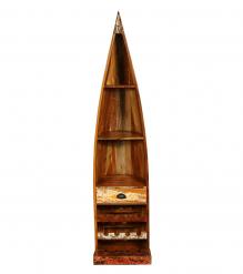 RECLAIMED WOOD BOAT NAUTICAL WINE RACK BOOKCASE W/ SHELVES