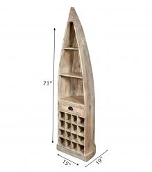 SOLID RECLAIMEDTEAK WOOD BOAT NAUTICAL WINE RACK BOOKCASE W/ SHELVES
