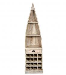 SOLID RECLAIMEDTEAK WOOD BOAT NAUTICAL WINE RACK BOOKCASE W/ SHELVES