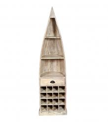 RECLAIMED WOOD BOAT NAUTICAL WINE RACK BOOKCASE W/ SHELVES