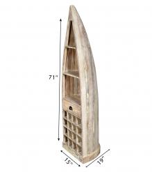 RECLAIMED WOOD BOAT NAUTICAL WINE RACK BOOKCASE W/ SHELVES