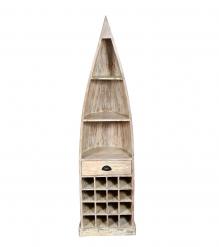 RECLAIMED TEAK WOOD BOAT NAUTICAL WINE RACK BOOKCASE W/ SHELVES