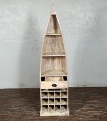 RECLAIMED TEAK WOOD BOAT NAUTICAL WINE RACK BOOKCASE W/ SHELVES