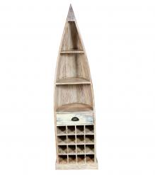 RECLAIMED WOOD BOAT NAUTICAL WINE RACK BOOKCASE W/ SHELVES