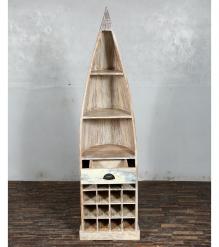 RECLAIMED WOOD BOAT NAUTICAL WINE RACK BOOKCASE W/ SHELVES