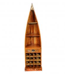 RECLAIMED WOOD BOAT NAUTICAL WINE RACK BOOKCASE W/ SHELVES