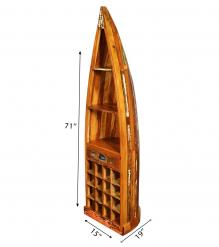 RECLAIMED WOOD BOAT NAUTICAL WINE RACK BOOKCASE W/ SHELVES