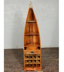 RECLAIMED WOOD BOAT NAUTICAL WINE RACK BOOKCASE W/ SHELVES