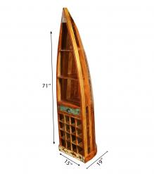 RECLAIMED WOOD BOAT NAUTICAL WINE RACK BOOKCASE W/ SHELVES