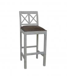 SOLID WOOD BAR STOOL W/ FULL HIDE LEATHER SEAT
