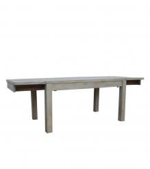EXTENDABLE SOLID WOOD DINING TABLE W/ SELF-STORING EXTENSIONS