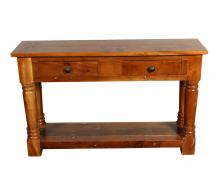 SOLID RECLAIMED TEAK WOOD CONSOLE WITH 2 DRAWERS & SHELF