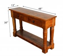 SOLID RECLAIMED TEAK WOOD CONSOLE WITH 2 DRAWERS & SHELF