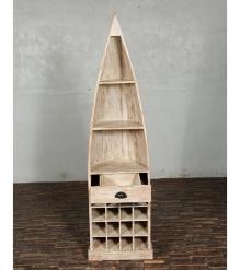 SOLID RECLAIMED TEAK BOAT WINE RACK W/ SHELVES