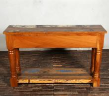 SOLID RECLAIMED TEAK WOOD CONSOLE WITH 2 DRAWERS & SHELF