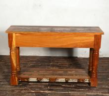 SOLID RECLAIMED TEAK WOOD CONSOLE WITH 2 DRAWERS & SHELF