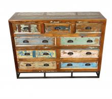 SOLID RECLAIMED TEAK WOOD 9 DRAWER DRESSER CHEST BUREAU SIDEBOARD