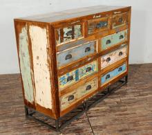 SOLID RECLAIMED TEAK WOOD 9 DRAWER DRESSER CHEST BUREAU SIDEBOARD
