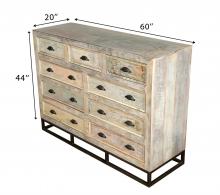 SOLID RECLAIMED TEAK WOOD 9 DRAWER DRESSER CHEST BUREAU SIDEBOARD