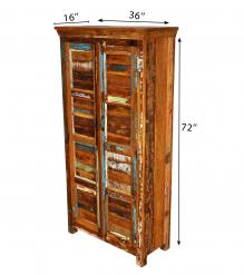 SOLID RECLAIMED TEAK WOOD 2 DOOR WARDROBE CABINET ARMOIRE